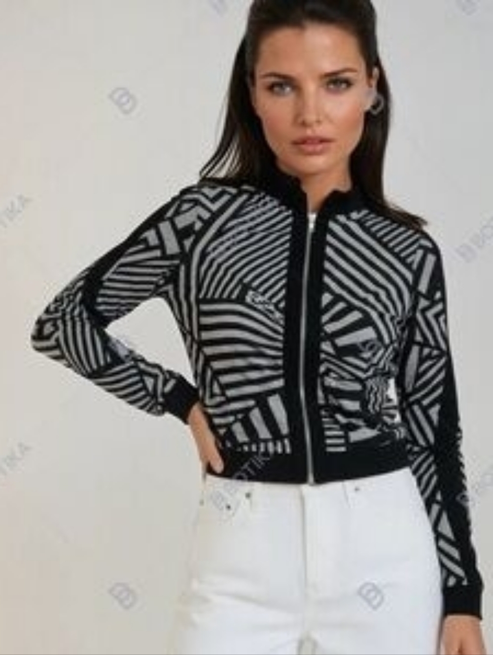 Joseph Ribkoff Black and Gray Geometric Jacket